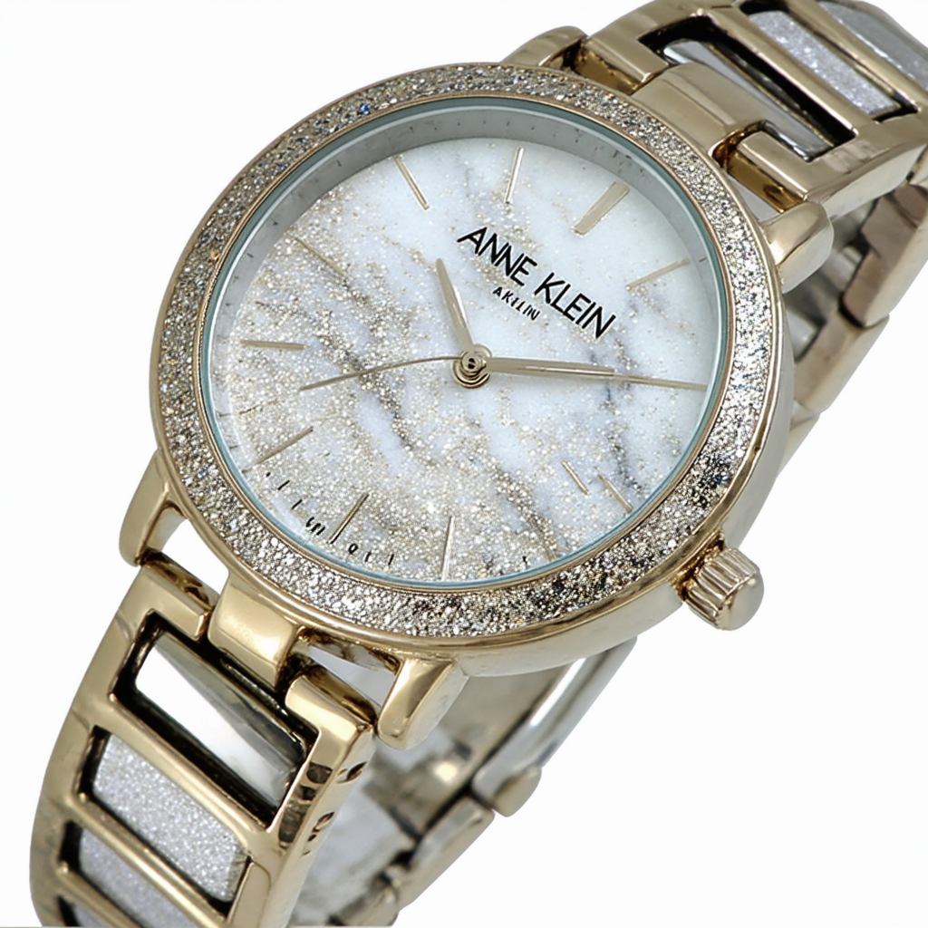 Anne Klein Women's Glitter Accented Marbleized Bangle Watch