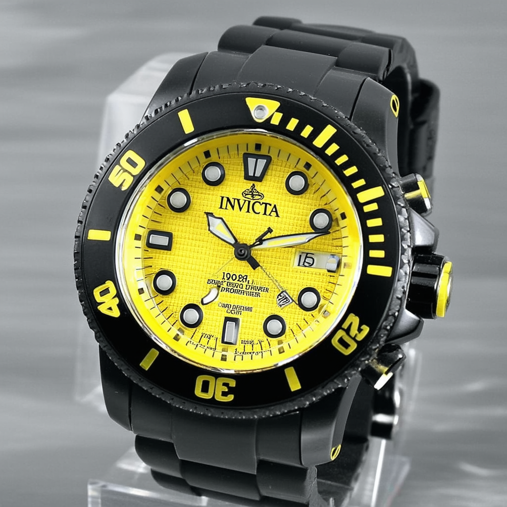 Invicta Men's 10918 Pro Diver Yellow Dial Black Polyurethane Watch