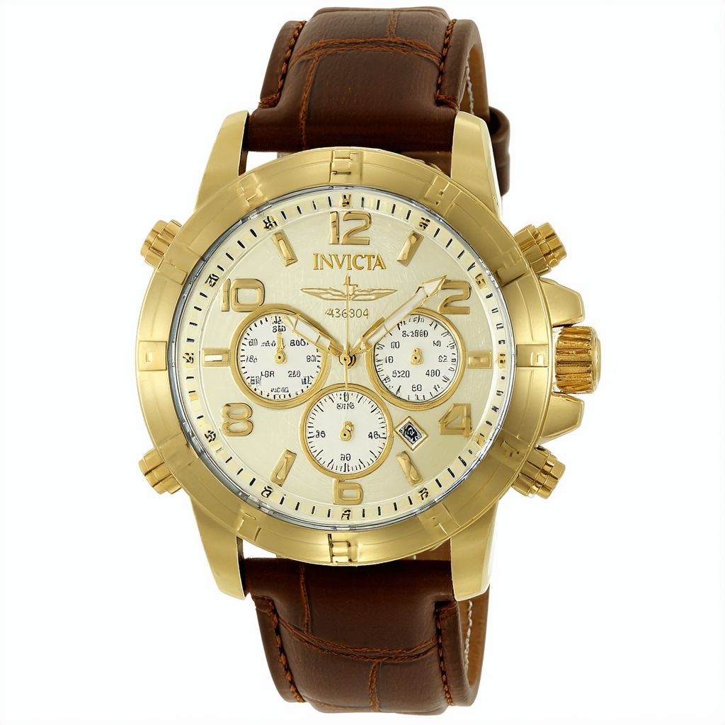 I By Invicta Men's 43663-004 Gold Dial Brown leather Watch