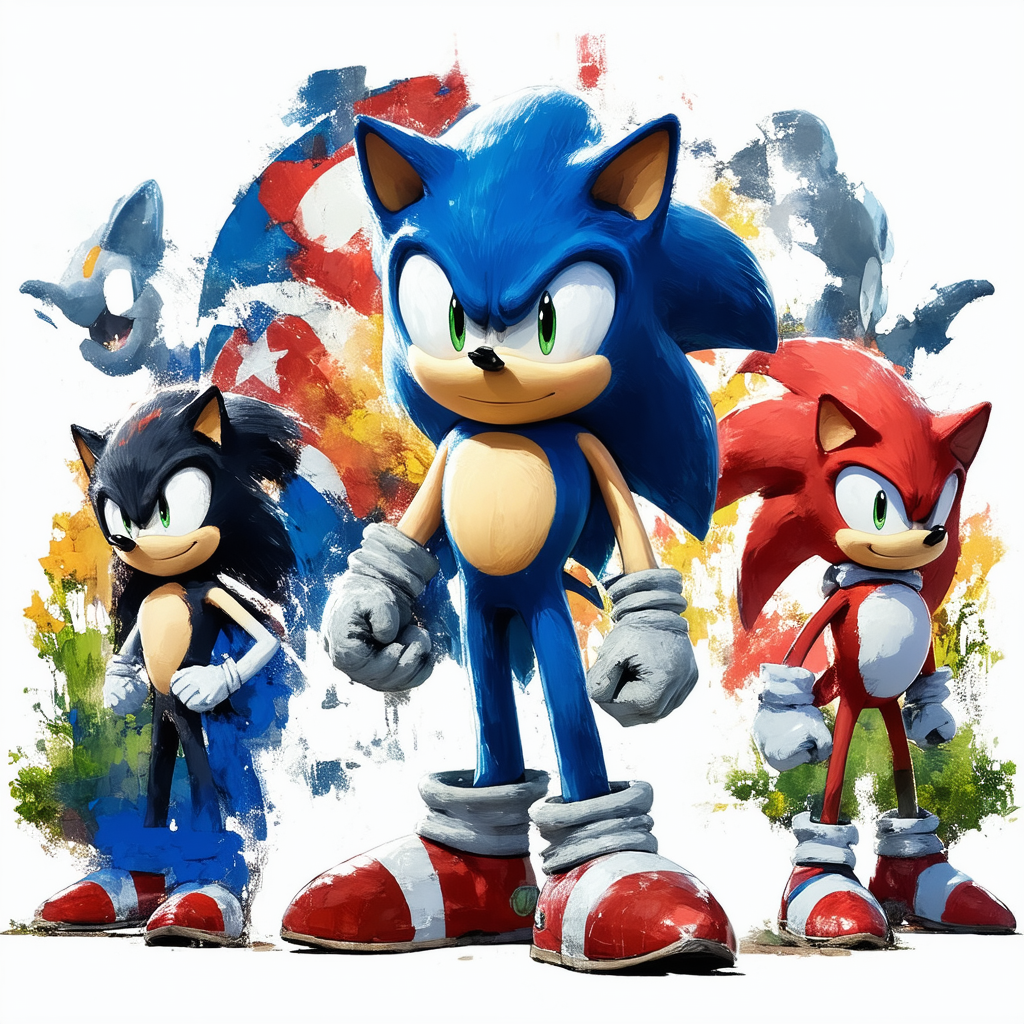 Sonic The Hedgehog Group Art Men's Black Tshirt