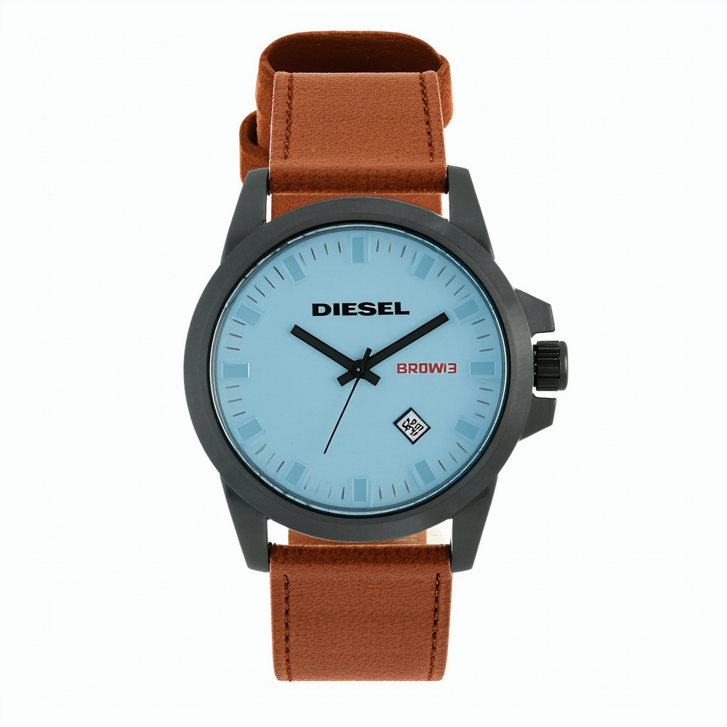 Diesel Men's DZ1123 Brown Not-So-Basic Basic Analog Light Blue Dial Watch