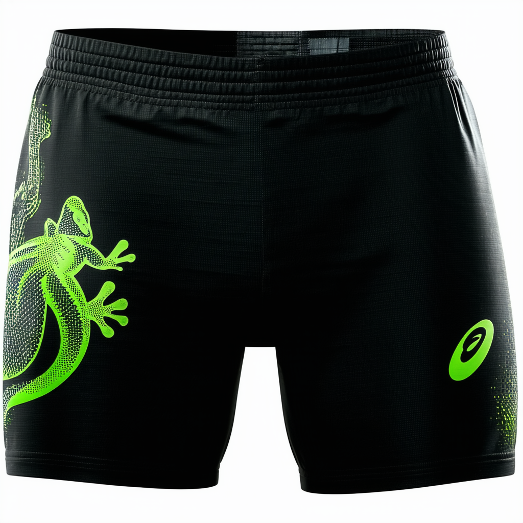Asics Mens 3" Split Shorts L Black-Green Gecko