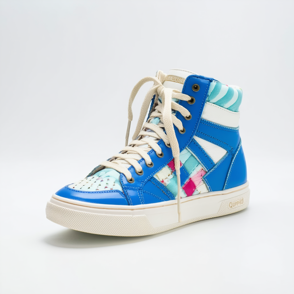 Qupid Women Leatherette Multi Color Lace Up High Top Fashion Sneaker AH93 - Blue