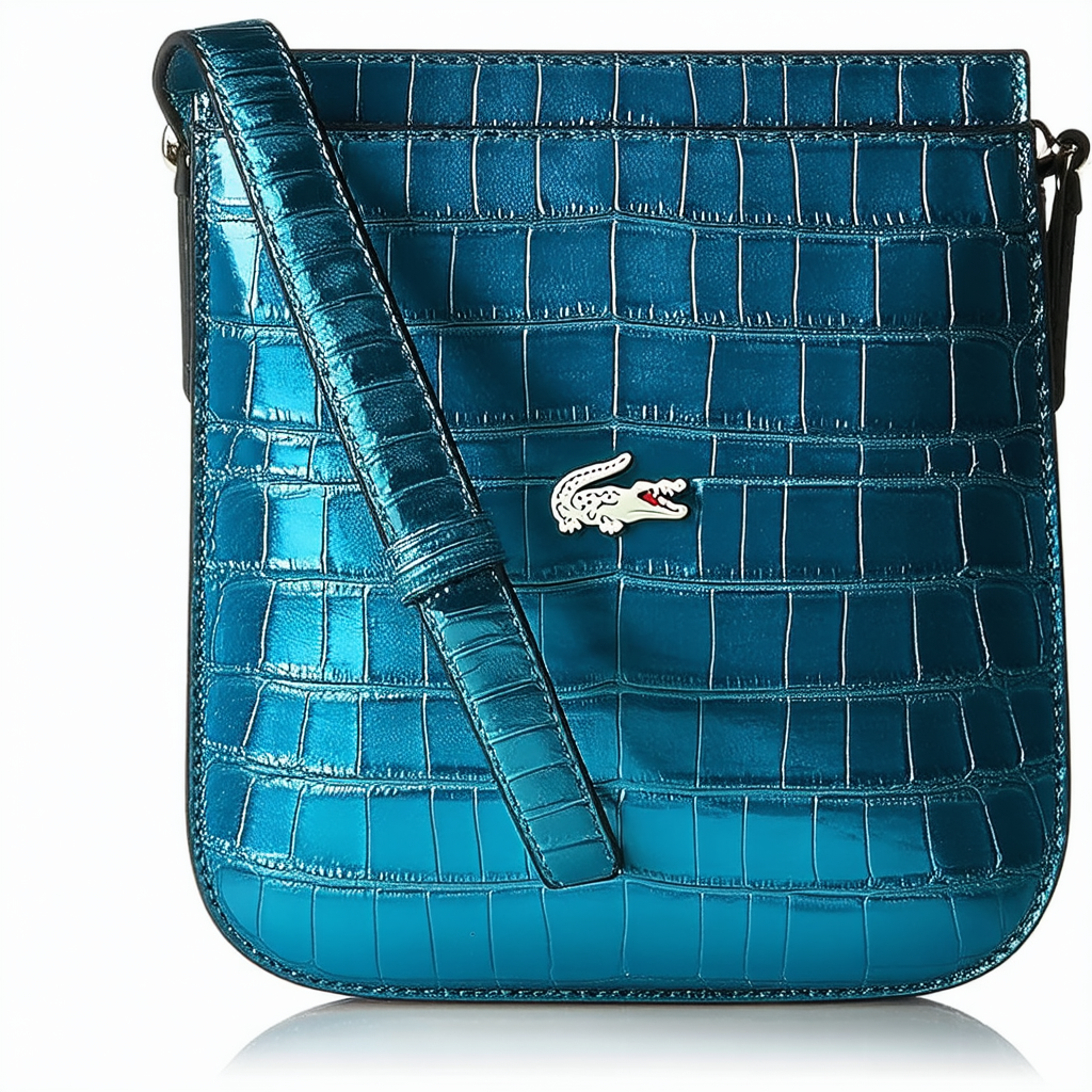 Lacoste Womens Metallic Croco Crew Crossbody Bag