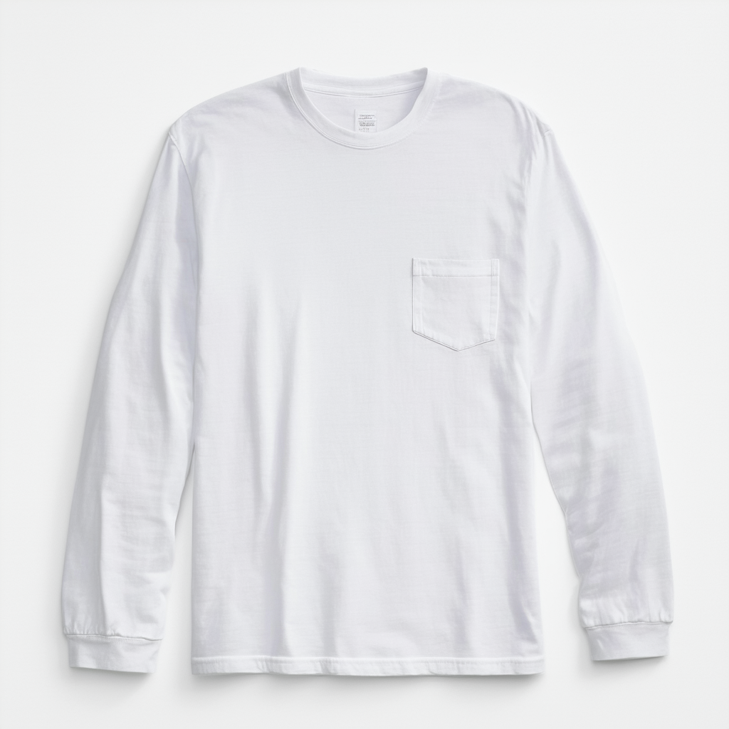Hanes 6.1 oz. Tagless ComfortSoft Long-Sleeve Pocket T-Shirt, Medium, White