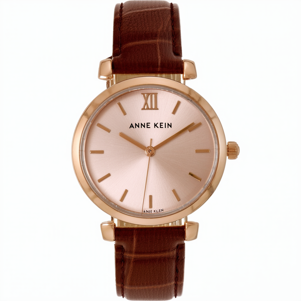 Anne Klein Women's 10/9918RGLP Rose Gold-Tone Watch with Leather Band