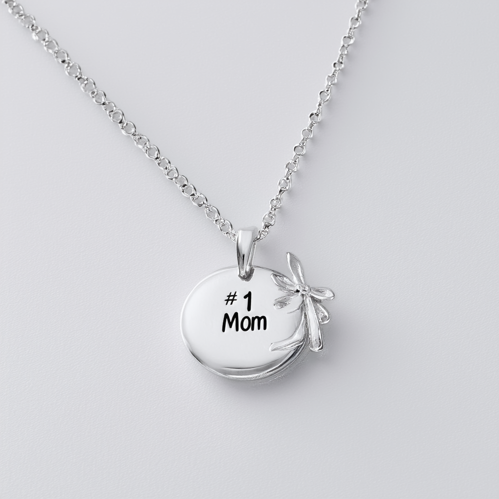 Amazon Collection Sterling Silver #1 Mom Pendant, 18"