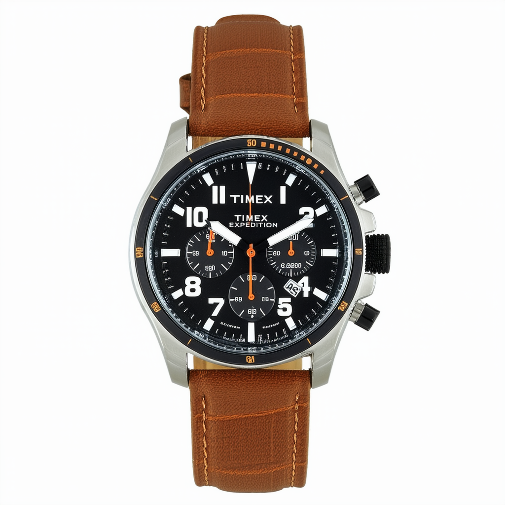 Timex Men's T49627 Expedition Chronograph Brown Leather Strap Watch