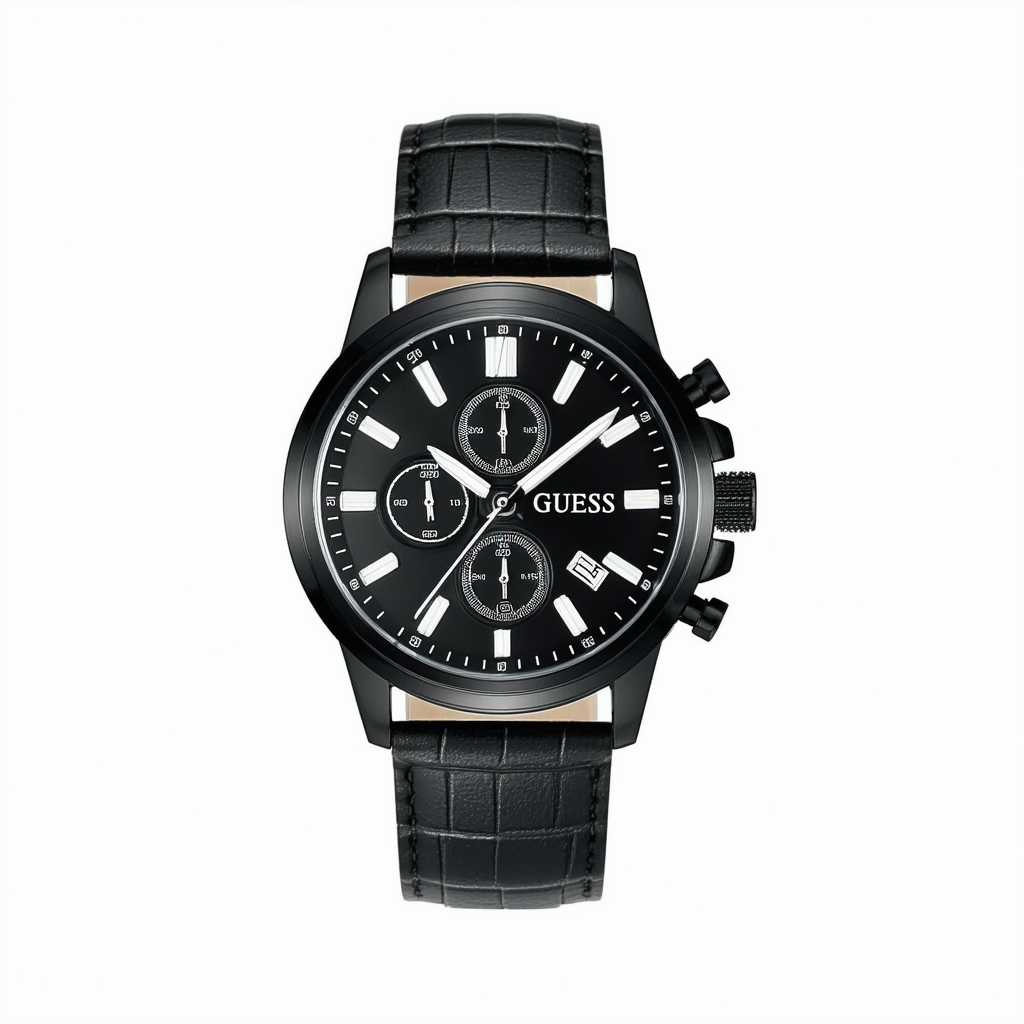 GUESS Factory Men's Black-Tone Multifunction Watch, NS