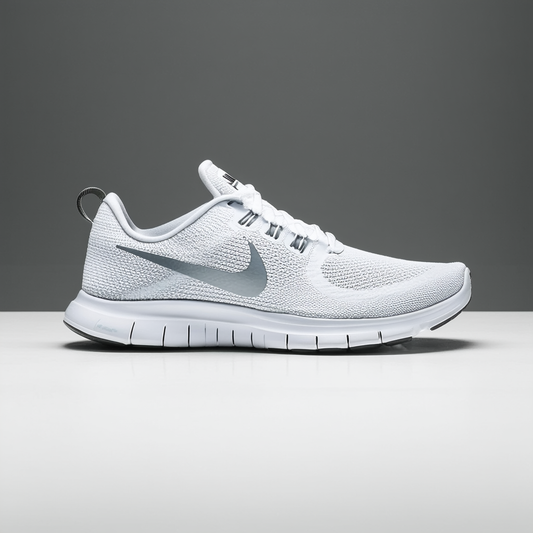 Nike Mens Free 5.0, WHITE/METALLIC SILVER-WOLF GREY-PURE PLATINUM, 10 M US