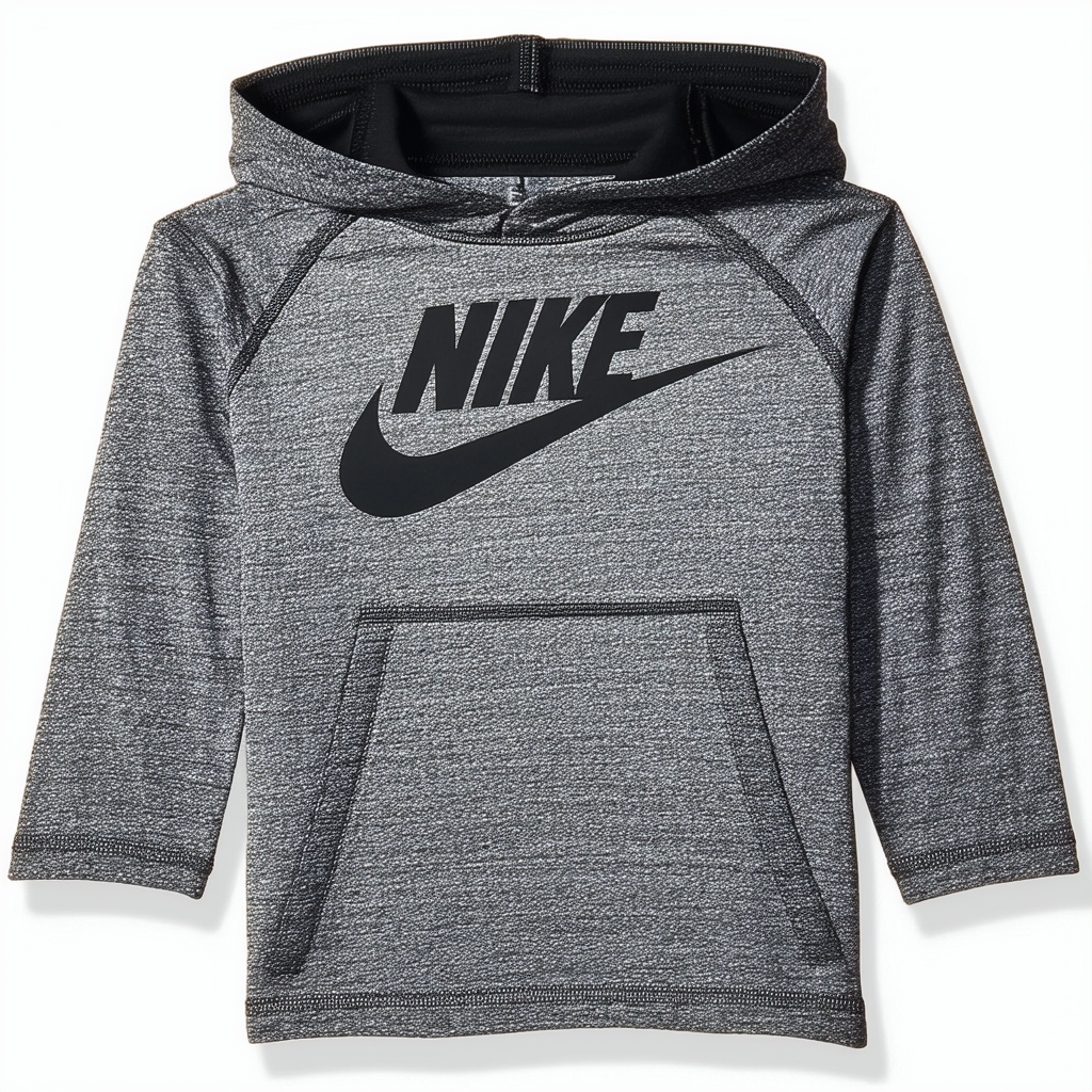 Nike Children's Apparel Boys' Toddler Long Sleeve Hooded T-Shirt, Wolf Grey Heather, 2T