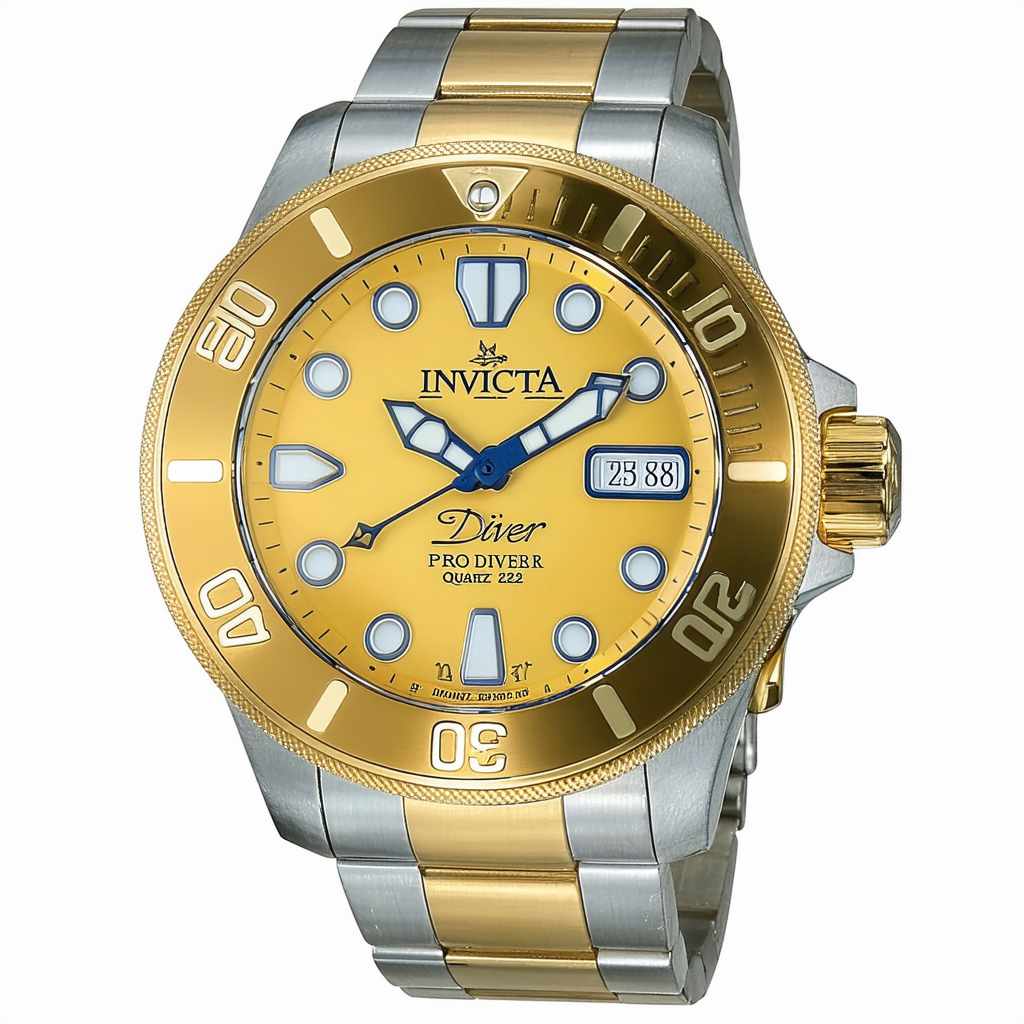 Invicta Men's Pro Diver Quartz Watch with Stainless Steel Strap, Gold, 28 (Model: 25297)