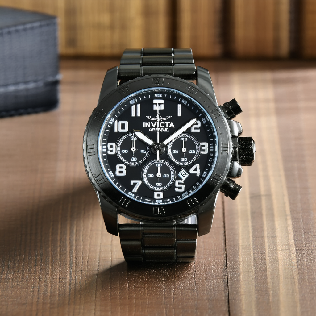 Invicta Men's 13719 Arsenal Chronograph Black Textured Dial Stainless Steel Watch