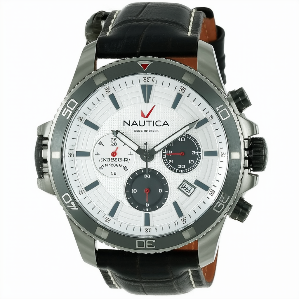 Nautica Men's N11520G BFC Diver Black Leather Analog Watch