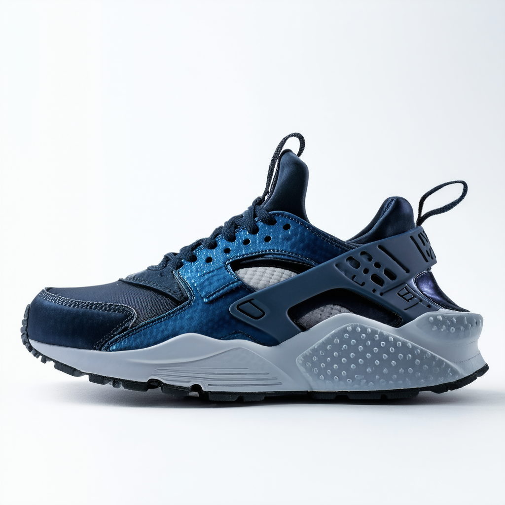 NIKE Air Huarache Run PRM Women's Shoes Metallic Armory Navy/Squadron Blue/Black 683818-900