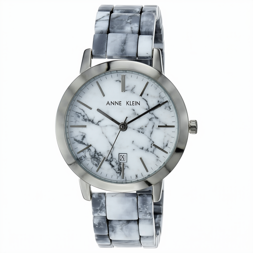 Anne Klein Women's AK/2835WTGY Grey Marble Ceramic Bangle Watch