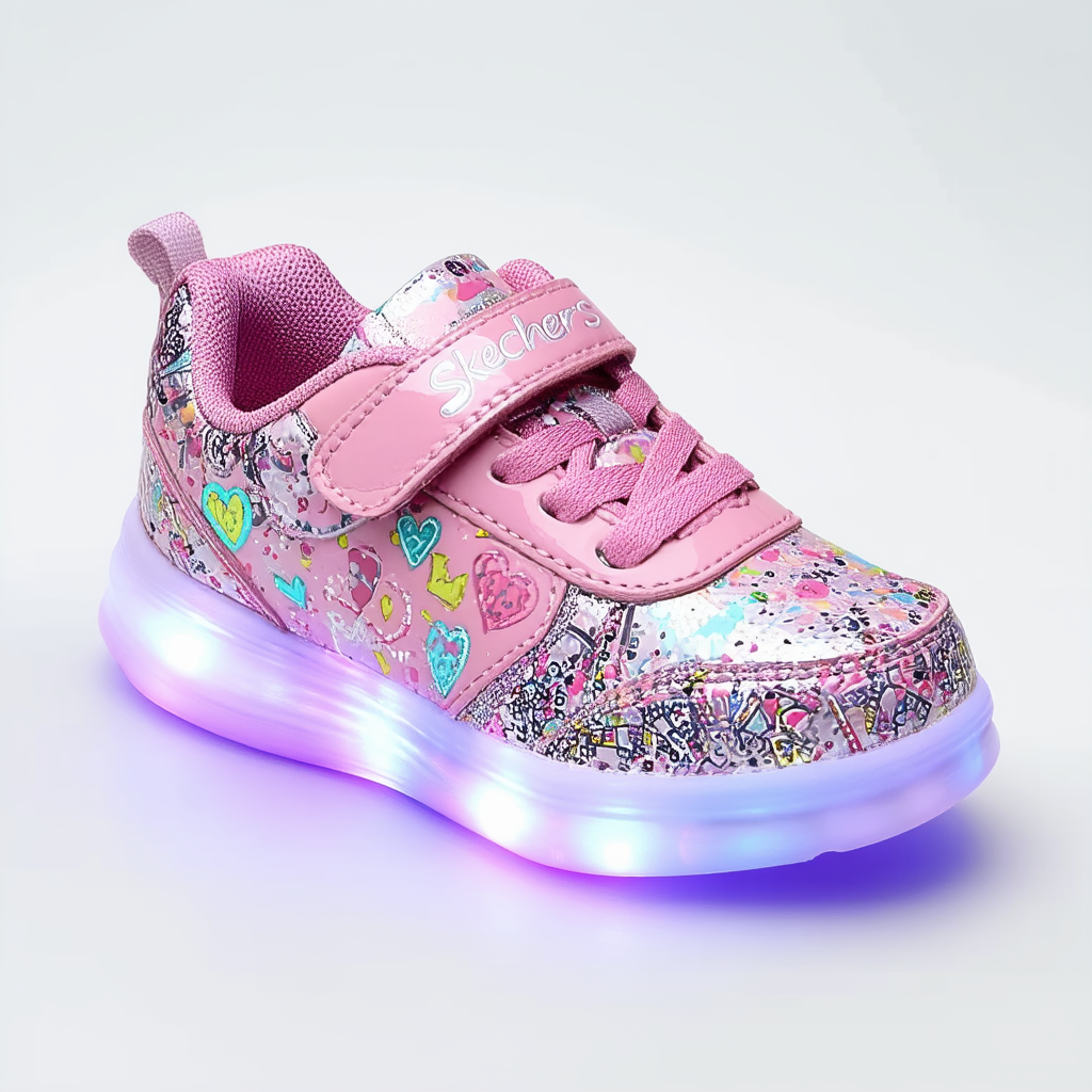 Skechers Kids 10383L Peace N' Love Light-Up Sneaker (Little Kid)