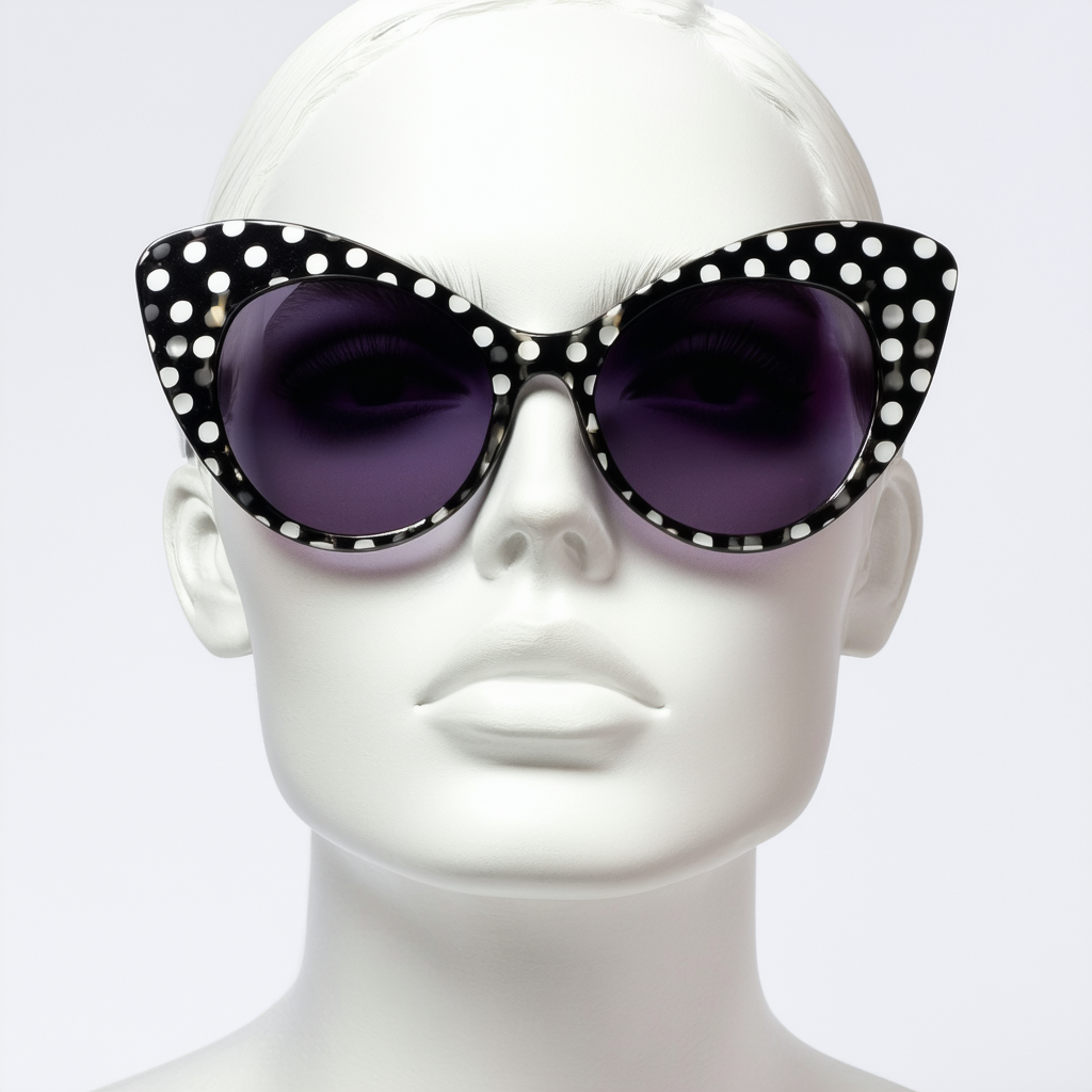 zeroUV - Women's Retro Polka Dot Oversize Cat Eye Sunglasses 54mm