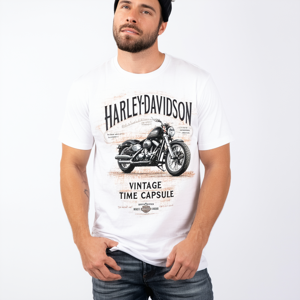 Harley-Davidson Men's Short Sleeve Lightweight Tee, Vintage Time Capsule, White