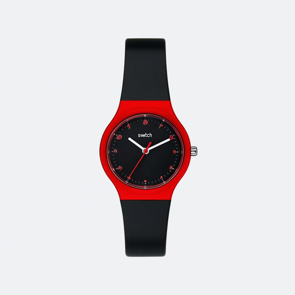 Swatch Red Shore Quartz Black Dial Ladies Watch GB333