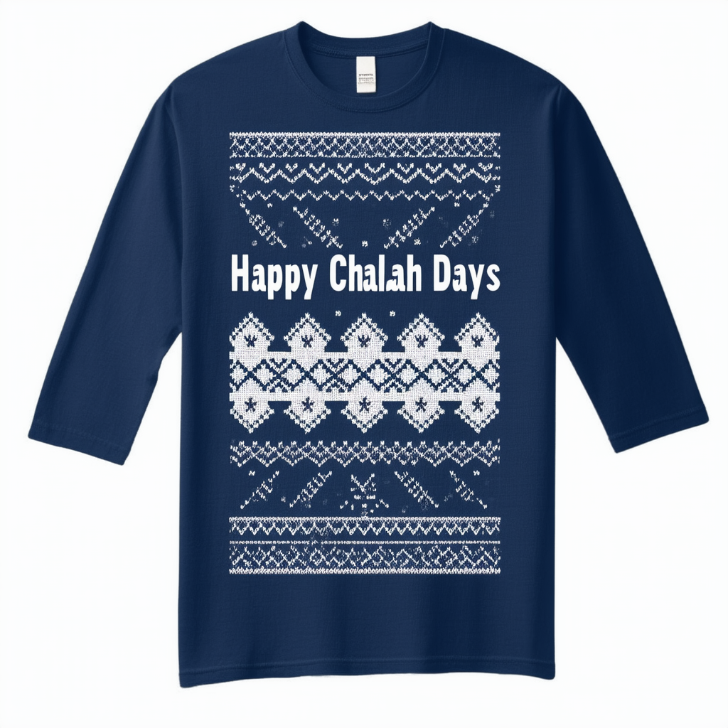 Threadrock Happy Challah Days Ugly Sweater Unisex Raglan T-Shirt