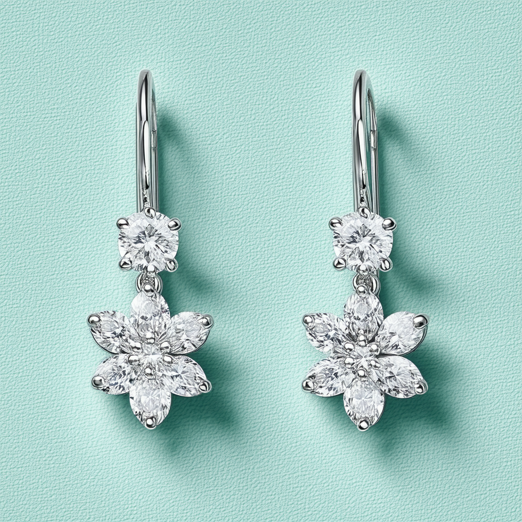 Anne Klein "Spring Earrings" Cubic Zirconia Flower Leverback Drop Earrings