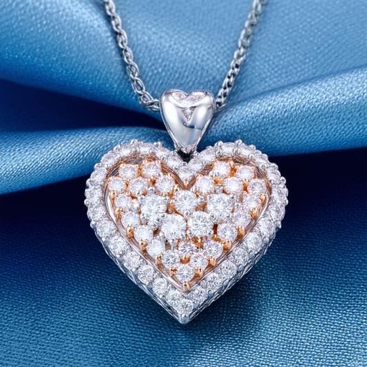 10k White, Yellow and Rose Gold Diamond Heart Pendant (1/2 cttw)