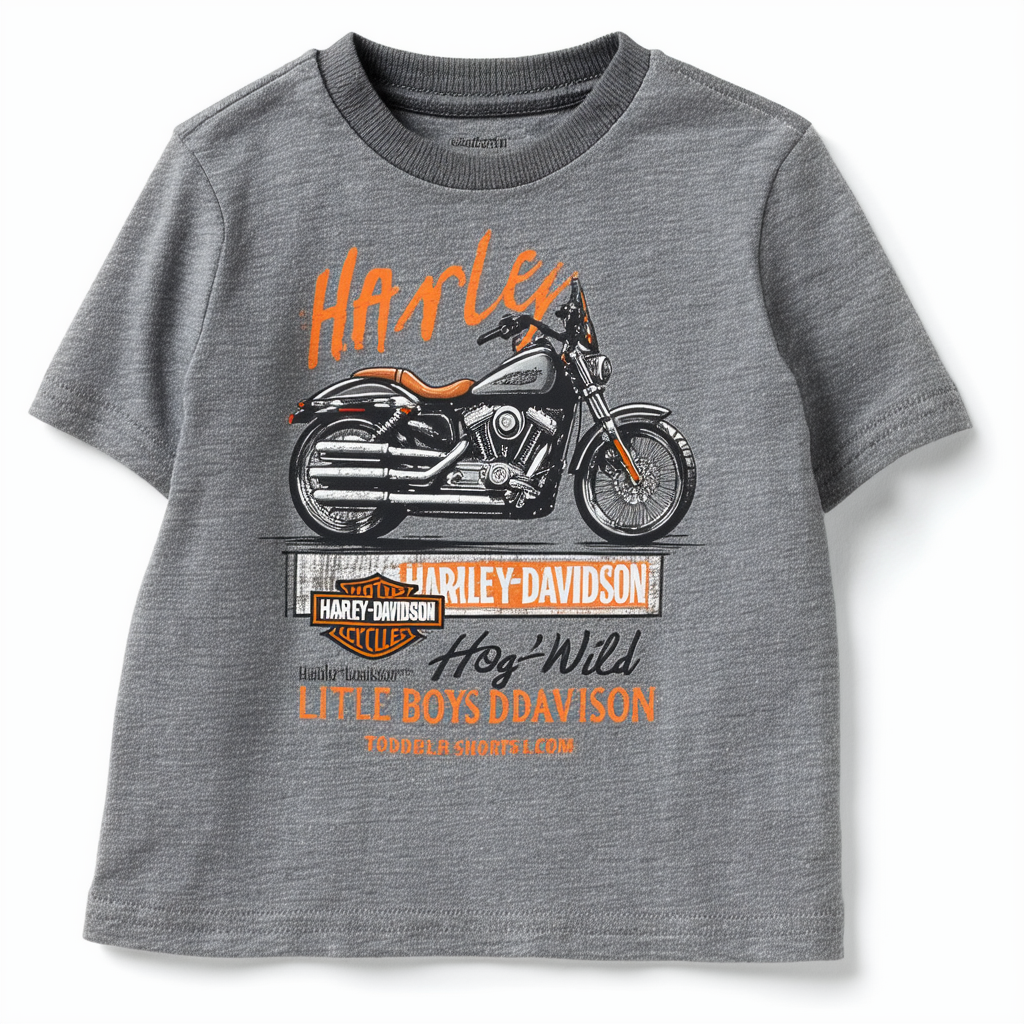 Harley-Davidson Little Boys' Hog Wild Short Sleeve Toddler Tee, Smoke Gray