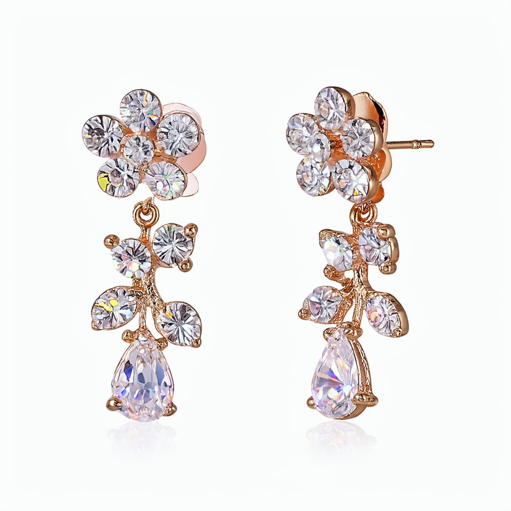 Betsey Johnson "Vintage" Crystal Flower Drop Earrings