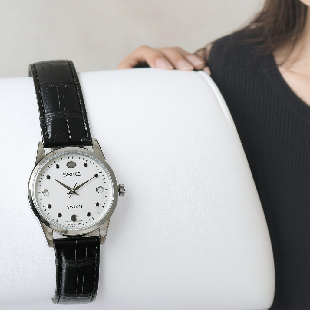 Seiko Women's SWL001 Braille Black Leather Strap Watch