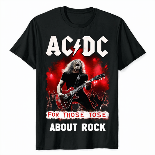 AC/DC for Those About to Rock Men's Black and Red Graphic Tees T-Shirt
