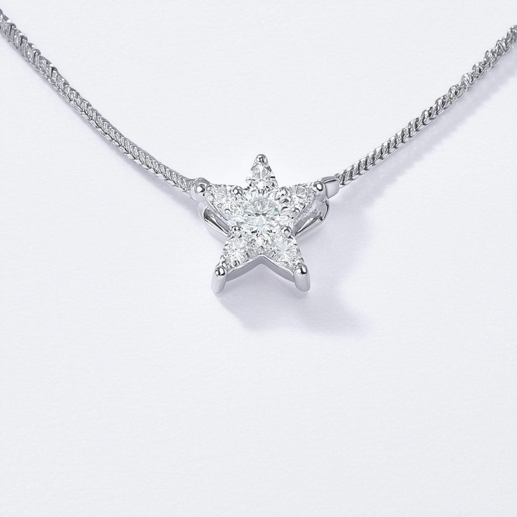 Amazon Collection Sterling Silver Diamond Star Pendant Necklace (3/8cttw, I-J Color, I2-I3 Clarity)