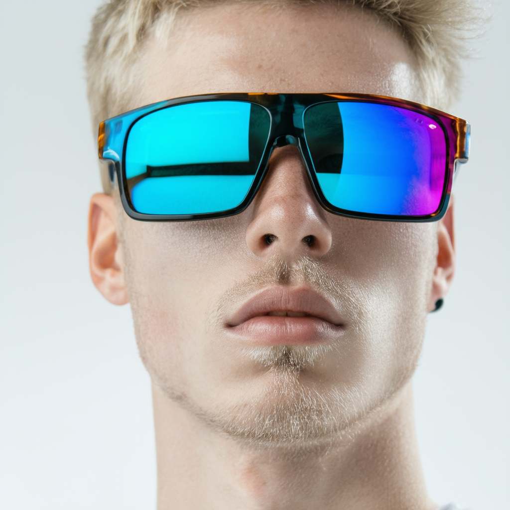 zeroUV Action Sports Colorful Two-Tone Rectangle Color Mirror Lens Sunglasses