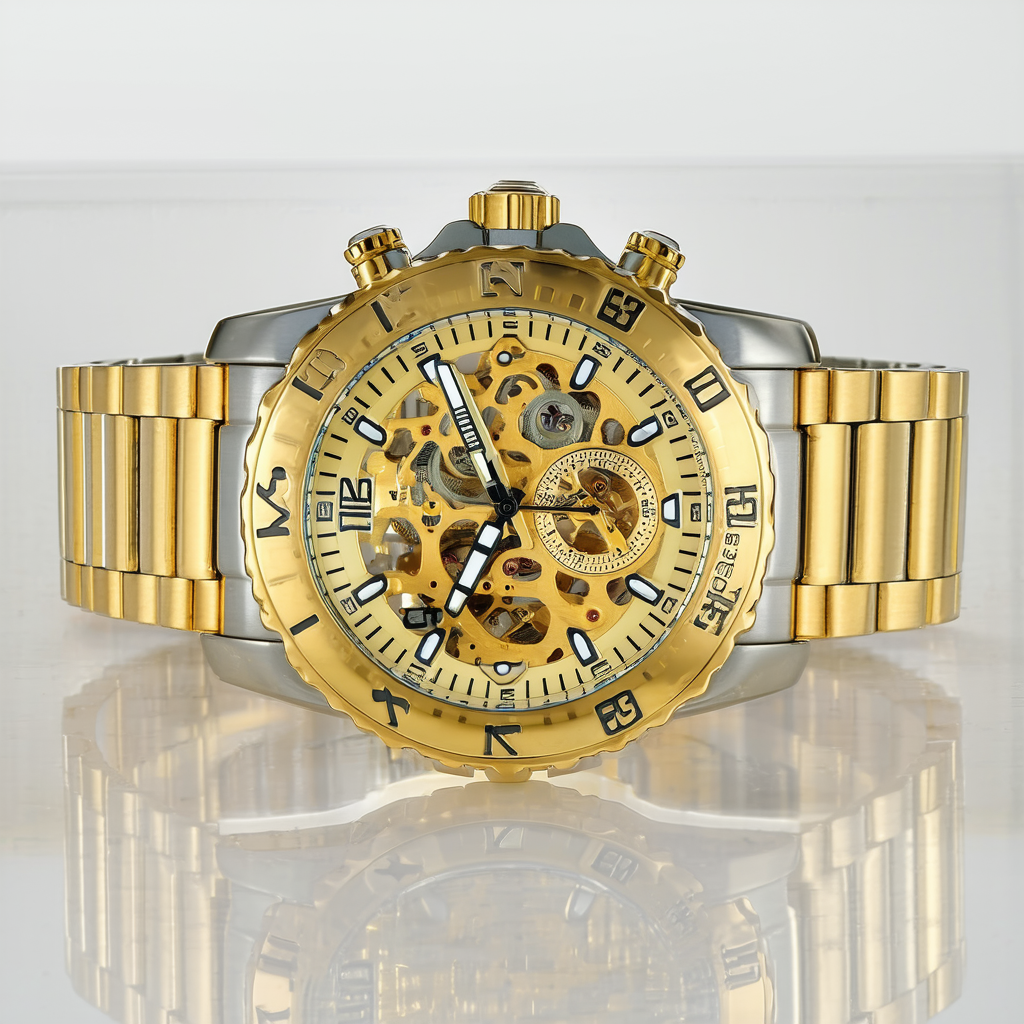 Invicta Men's 10364 Russian Diver Lefty Mechanical Gold-Tone Skeleton Dial Watch