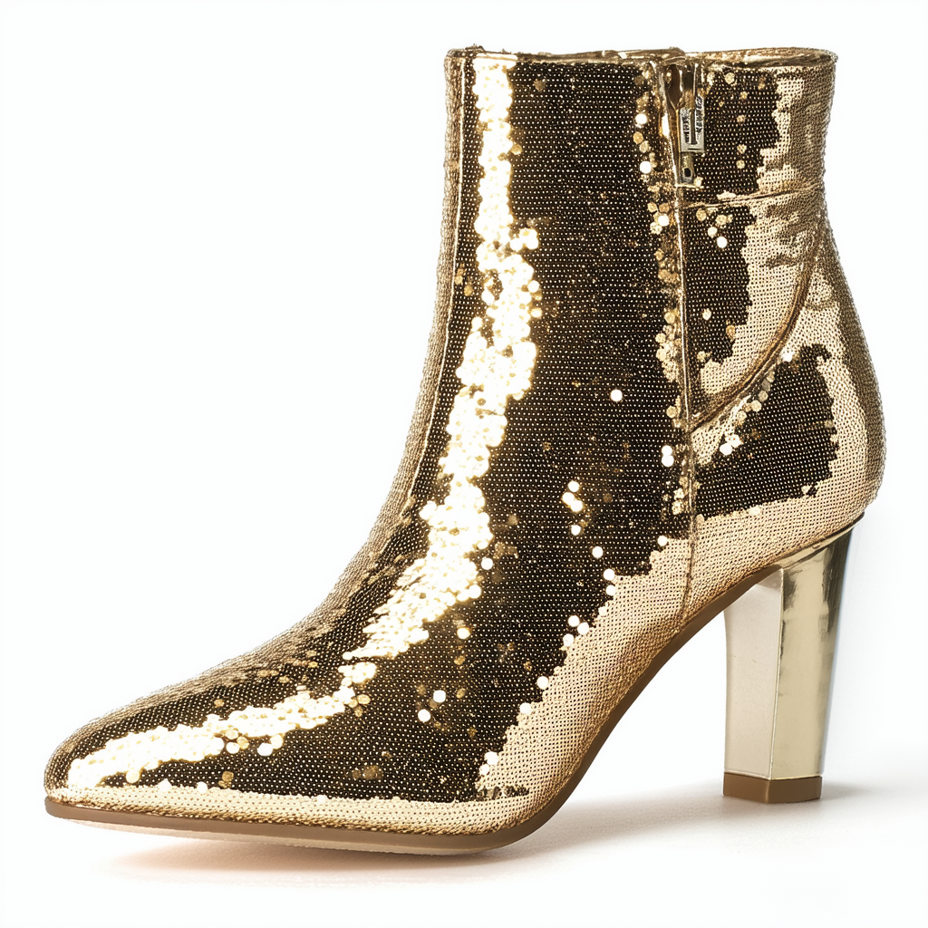 Steve Madden Women's Goldie Ankle Boot, Gold Sequin, 8.5 M US