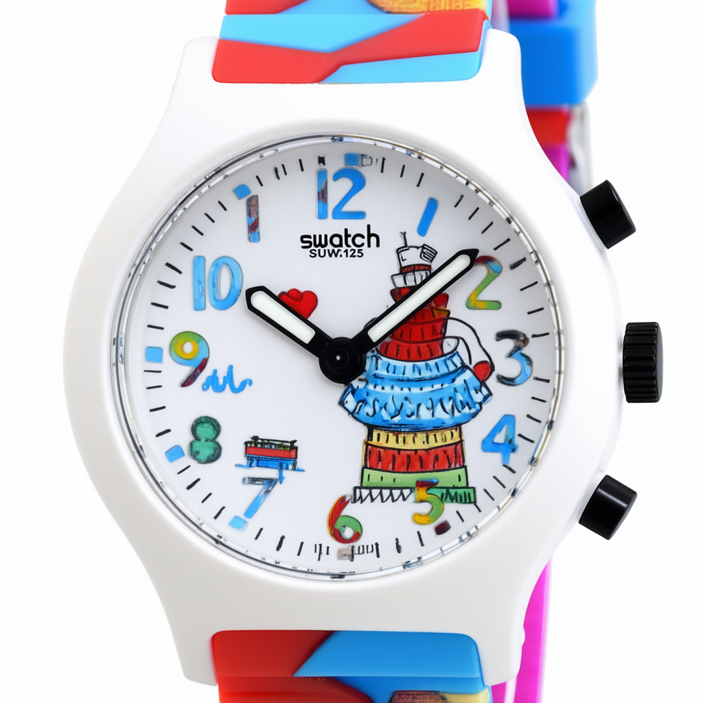 Swatch Men's Quartz Watch with Silicone Strap, Multicolour, 19 (Model: SUOW154)