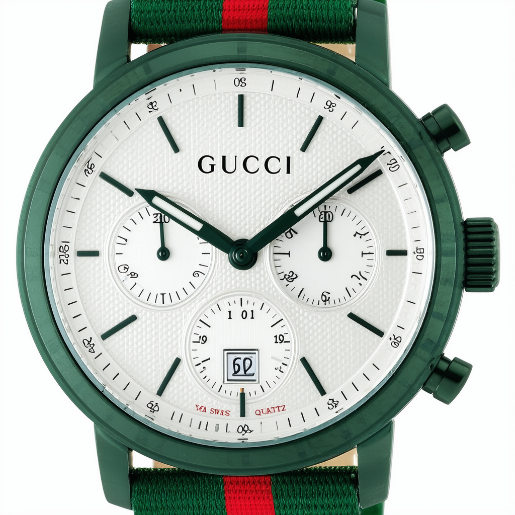 Gucci Swiss Quartz Stainless Steel and Nylon Dress Green Men's Watch(Model: YA142305)