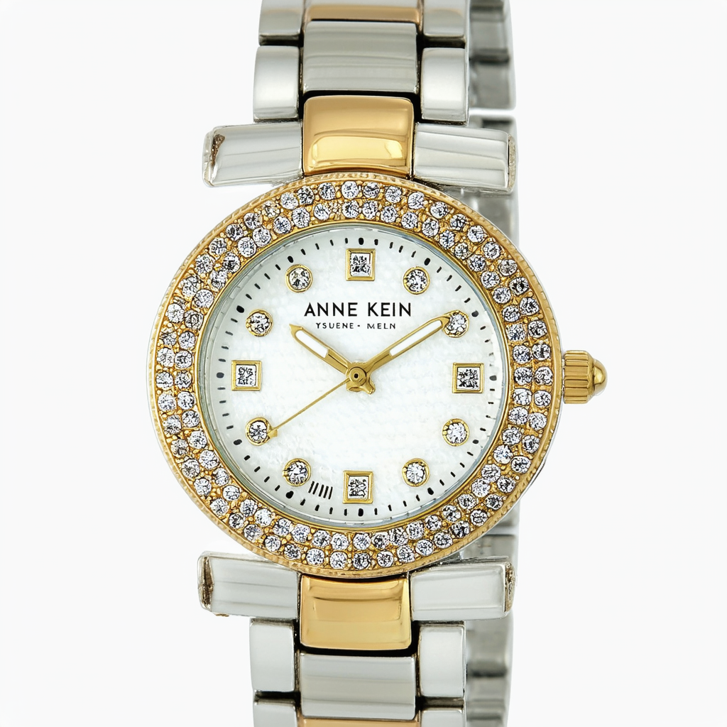 AK Anne Klein Women's 10/9727MPTT Premium Crystal Accented Two-Tone Bracelet Watch
