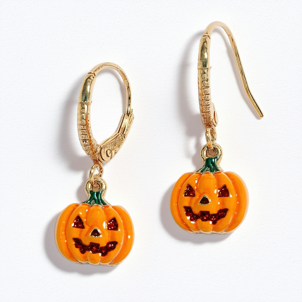 Betsey Johnson Pumpkin Shepherd's Hook Drop Earrings
