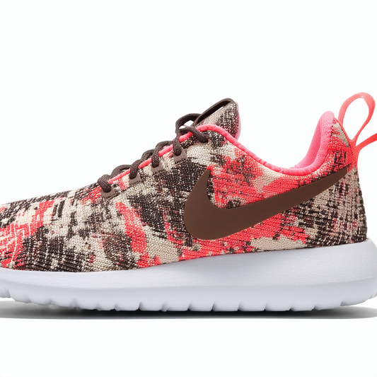 NIKE Womens Rosherun Print Orewood BRN/Hyper Punch 599432-160