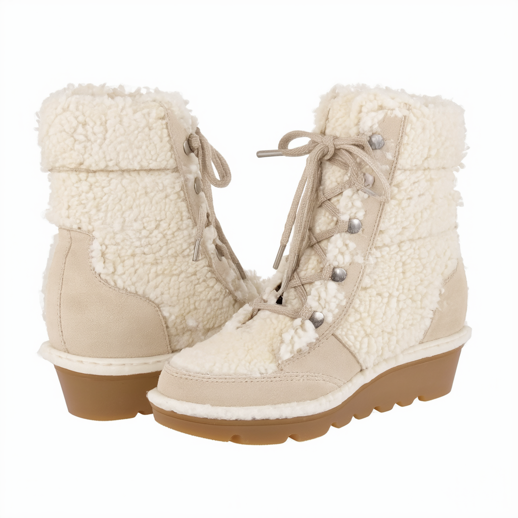 Jessica Simpson Women's Mesila Sherpa Lace Up Wedge Ankle Bootie