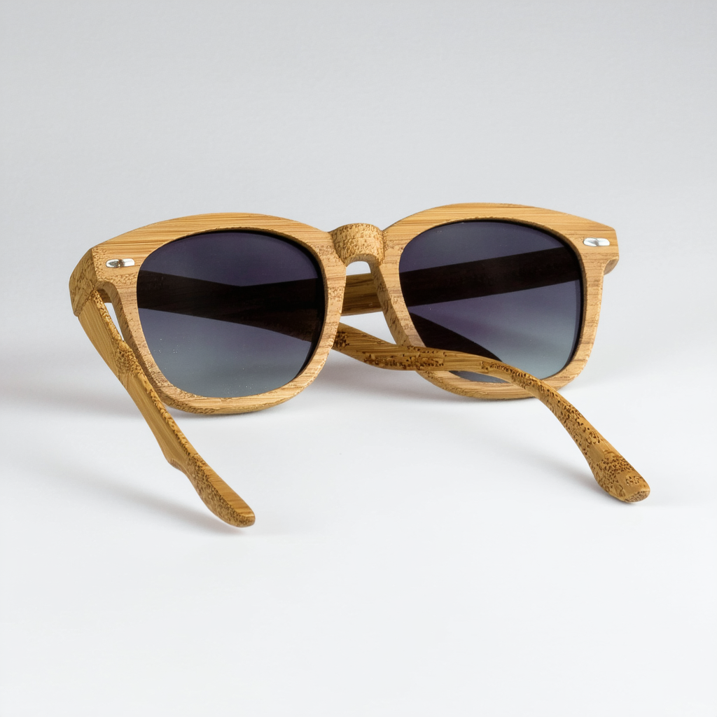 Unisex Brown Painting Bamboo sunglasses Polarized Grey Lens