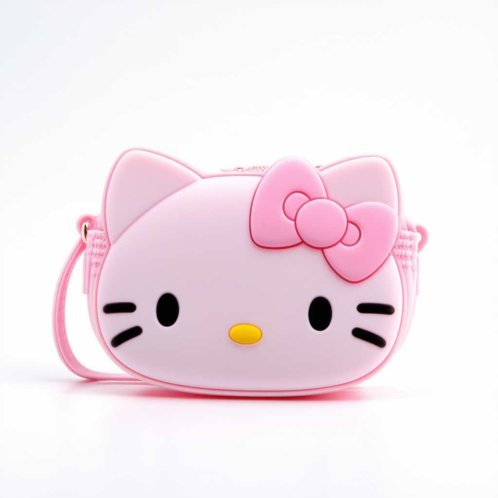 Hello Cartoon Kitty Silicone Mini Bag - The Perfect Accessory for the Fashion-Forward Kitty Fans!