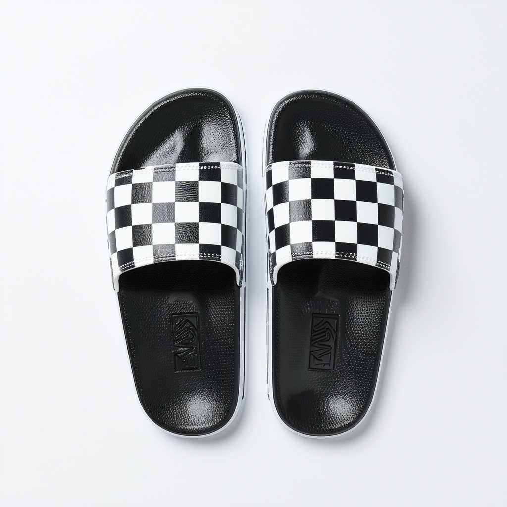 Vans Mens M LA Costa Slide ON (Checker) White/Black Size
