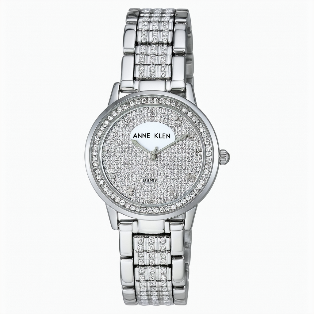 Anne Klein Women's AK/2677MPSV Premium Crystal Accented Silver-Tone Bracelet Watch
