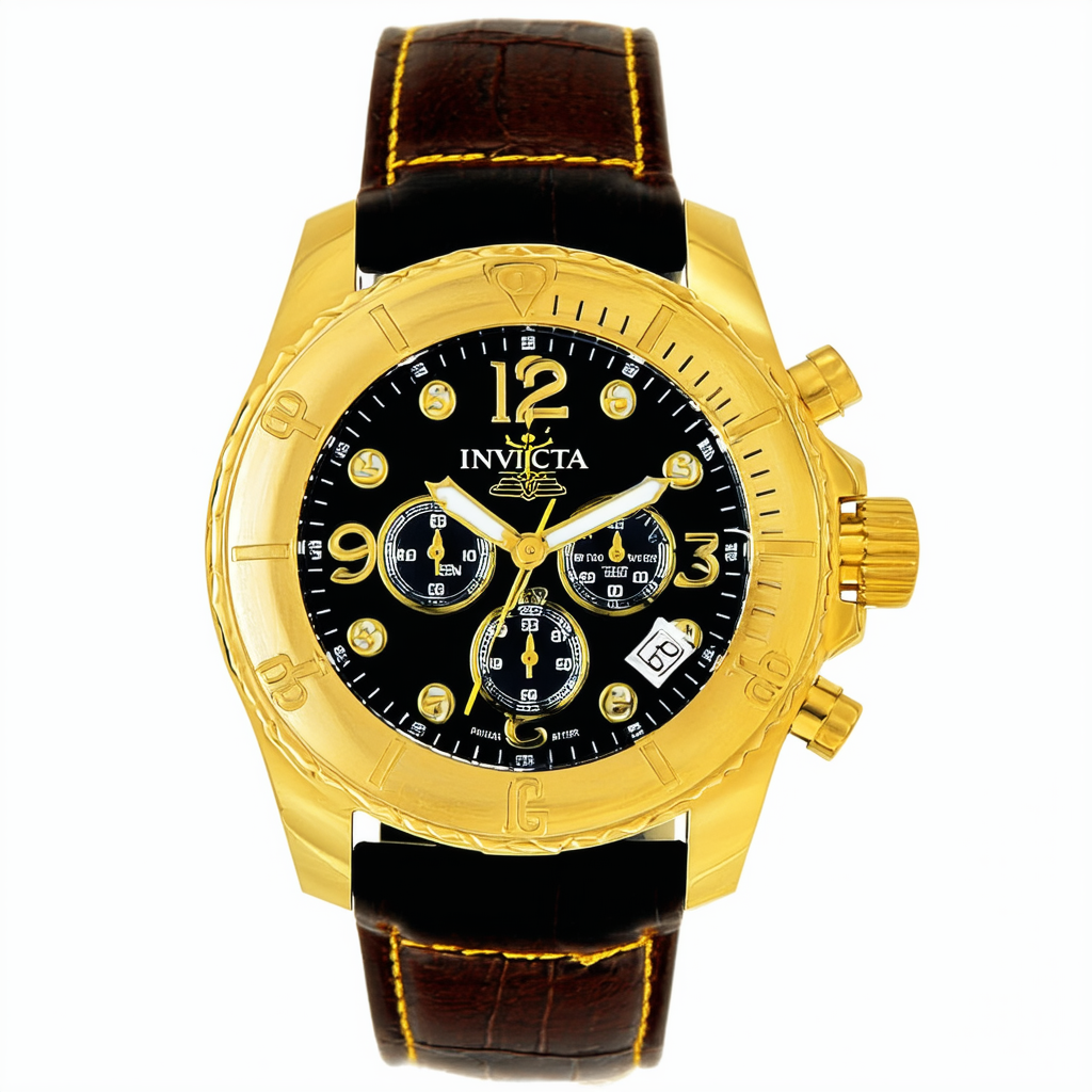 Invicta Men's 1712 Pro Diver Elegant Gold-Tone Leather Watch