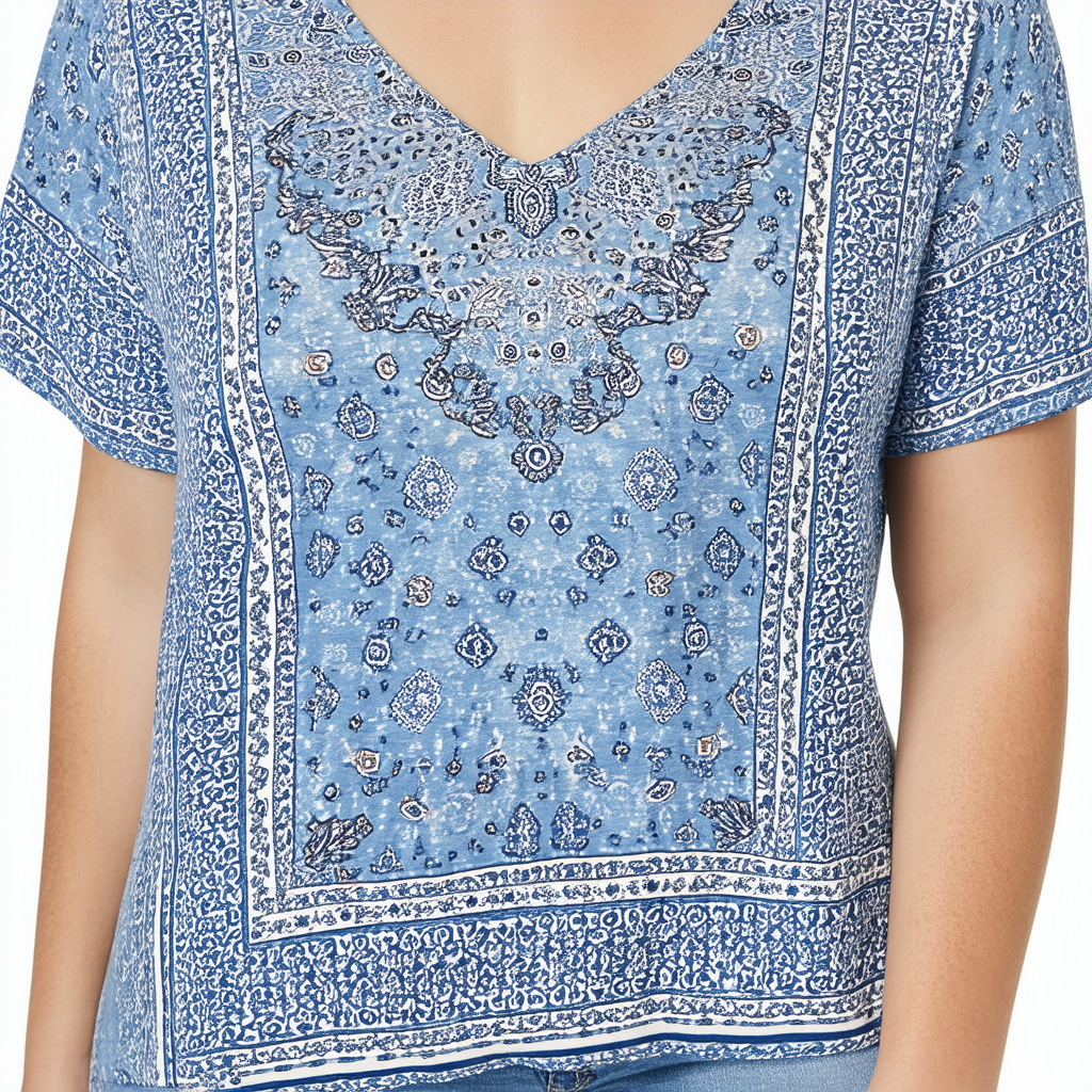 Lucky Brand Women's Plus Size Bandana Printed Tee