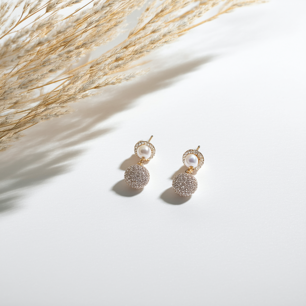 Amazon Collection Shimmer Stone and Pearl Posted Earrings