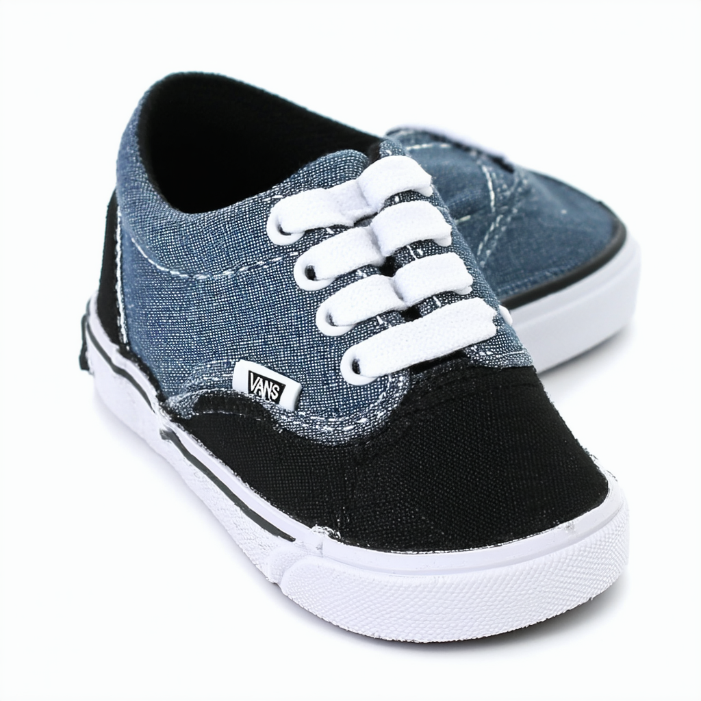 Vans Toddler Authentic Elastic Lace (Mono Chambray) Black/Black VN0A38E8OFY Toddler Size