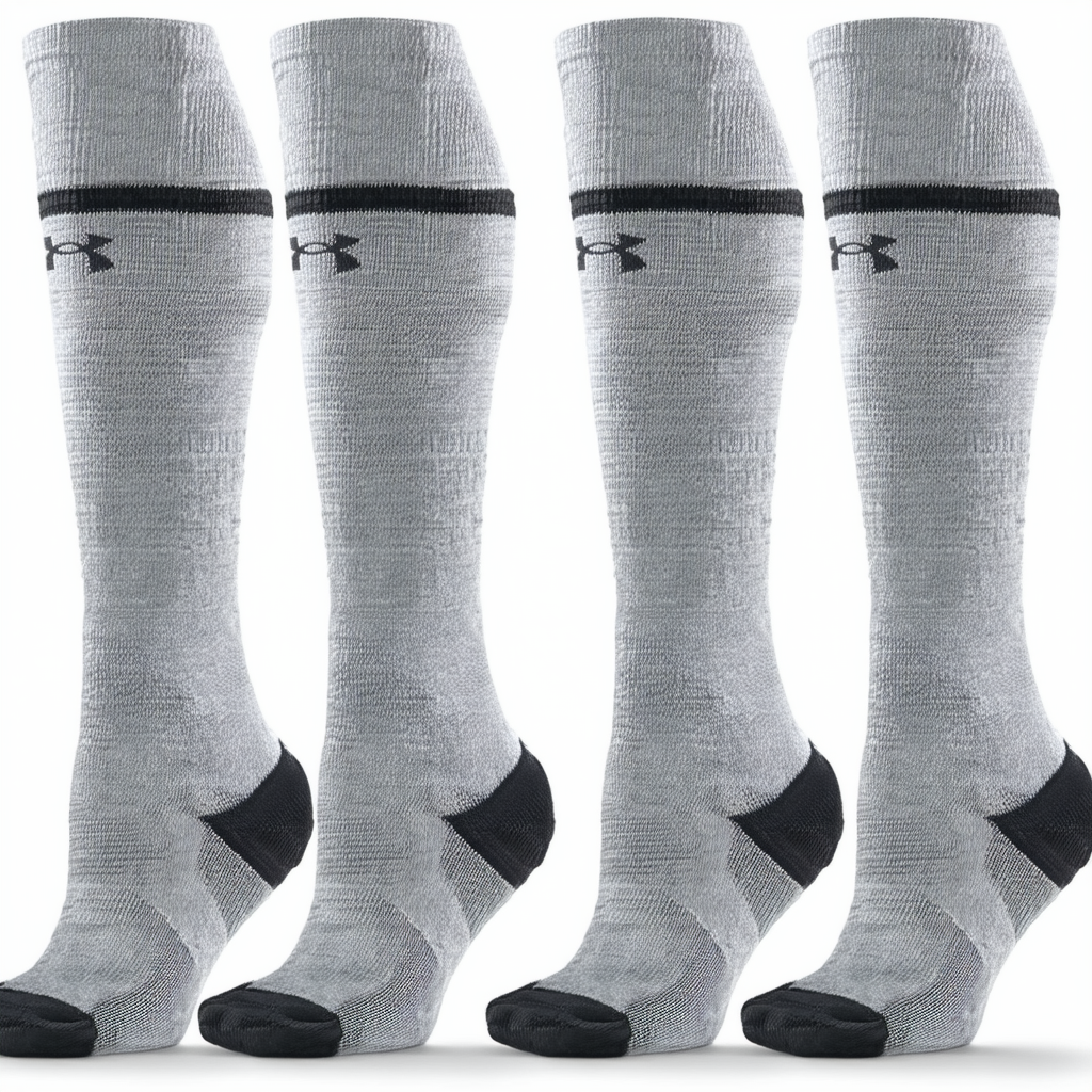 Under Armour Mens Performance Heatgear Crew Socks, 6-Pair (Large, True Grey Heather ( (064) / Black)